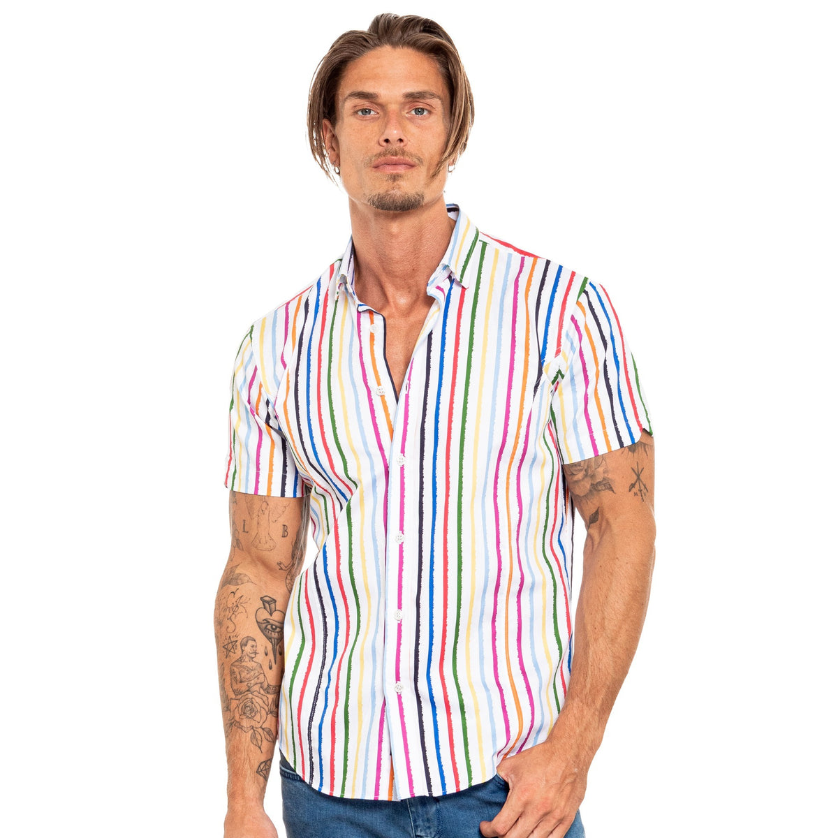 Wet Paint Short Sleeve Button Down Shirt – Eight-X