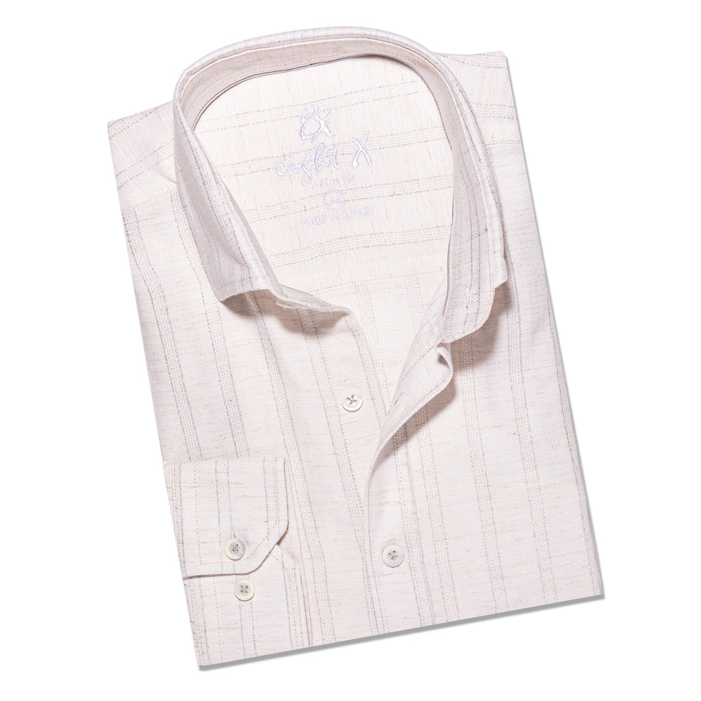 Royal Stitch Jacquard Button Down Shirt - Antique White Button Down Shirts Eight-X WHITE S 