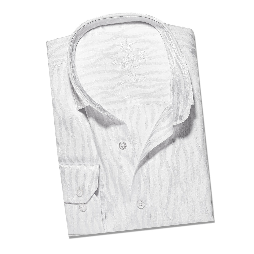 Hot Streak Jacquard Button Down Shirt - Silver Button Down Shirts Eight-X WHITE S 