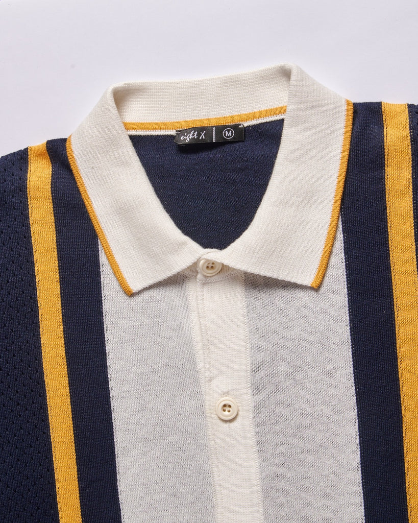 The Varsity Knit Short Sleeve Shirt - Navy Button Up Shirts Eight-X   