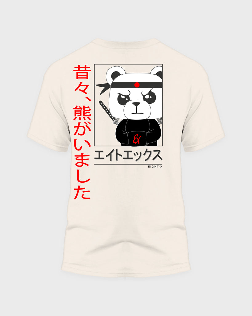 Ninja Polar Bear Oversized Graphic T-Shirt - Off White T-Shirts Eight-X   