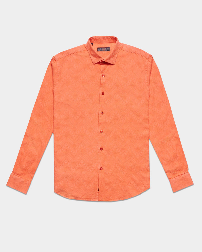 Sorbet Jacquard Button Down Shirt Button Down Shirts Eight-X ORANGE S 