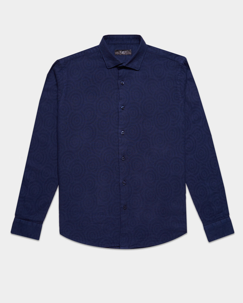 Deep Sea Jacquard Button Down Shirt Button Down Shirts Eight-X NAVY S 