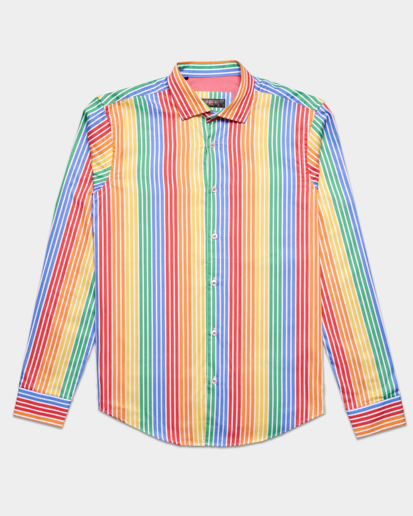 Rainbow Striped Button Down Shirt Button Down Shirts Eight-X   