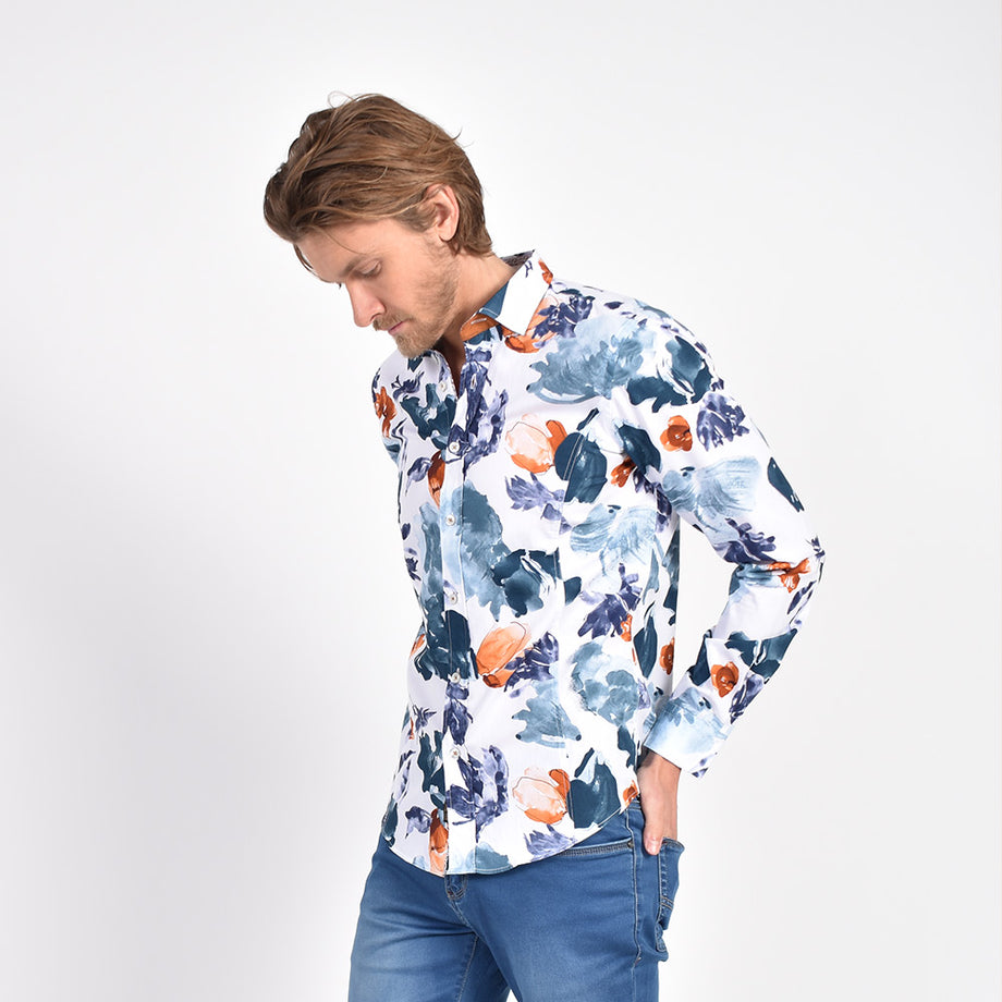 Flower button down shirt shop