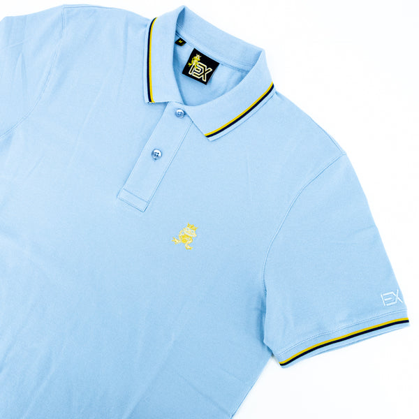 Eight-X | Designer Menswear | Indigo Polo with Double Sided Collar Blue / S