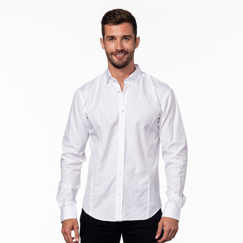 Eight-X | Designer Dress Shirts | White Flying Bird Shirt w/ Trim White / S