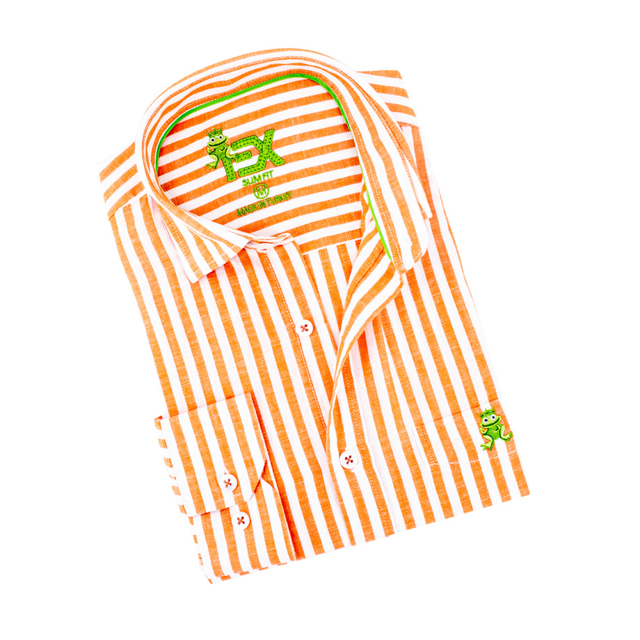 Ocho X Camisas de vestir de dise ador Camisa de lino con rayas