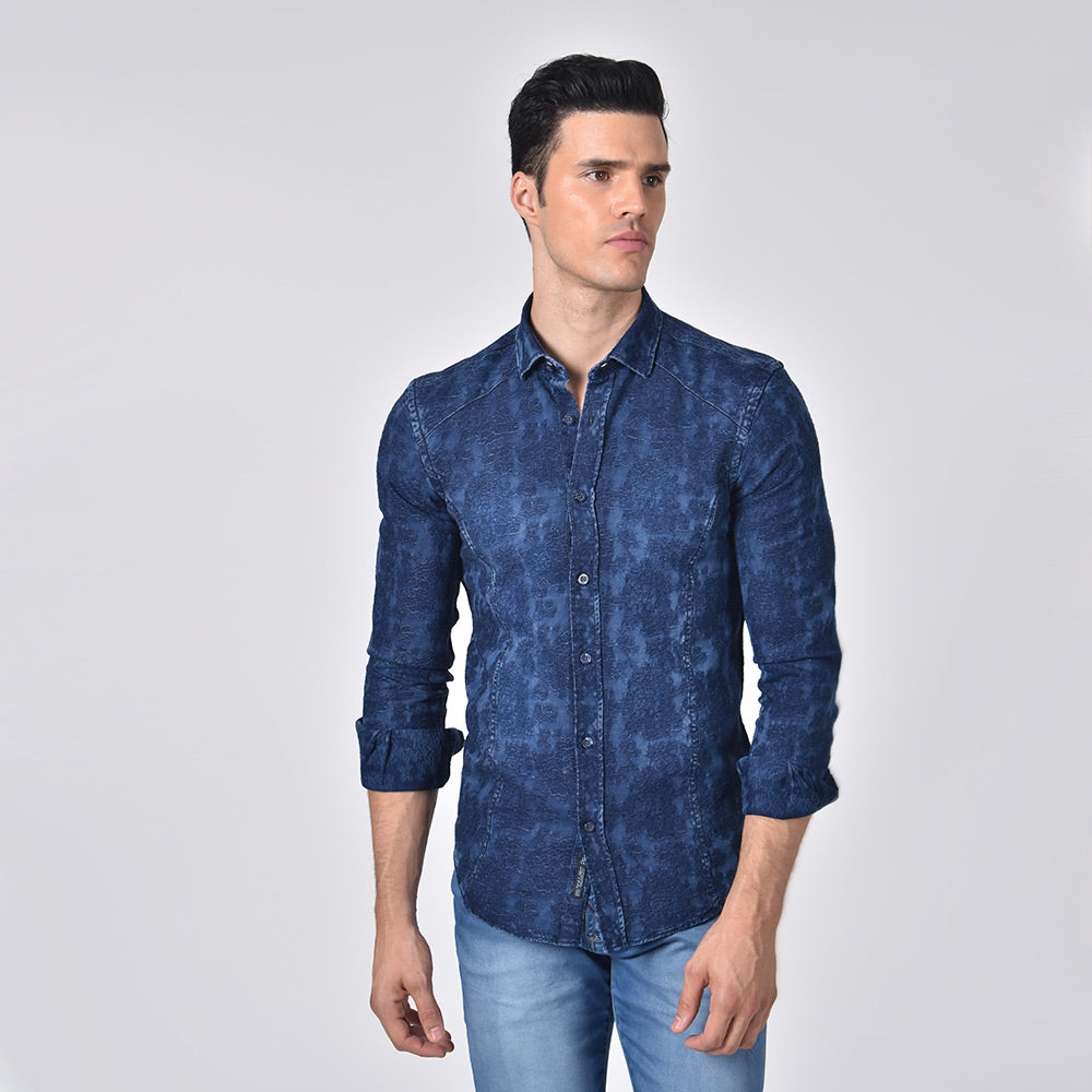 Buy Dennis Lingo Slim Fit Button Down Collar Washed Denim Weave Pure Cotton  Shirt - Shirts for Men 26439032 | Myntra