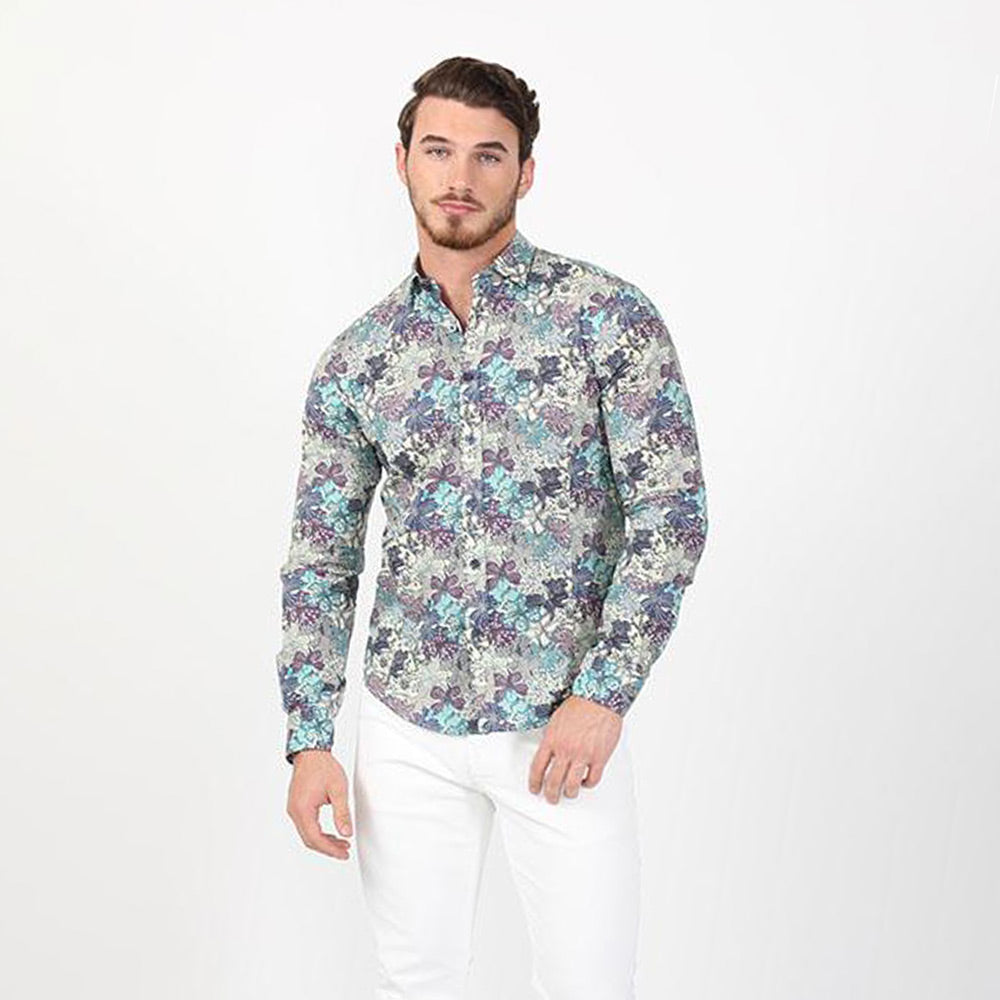 Retro Flower Pattern Men's Casual Short Sleeve Button Shirt - Temu