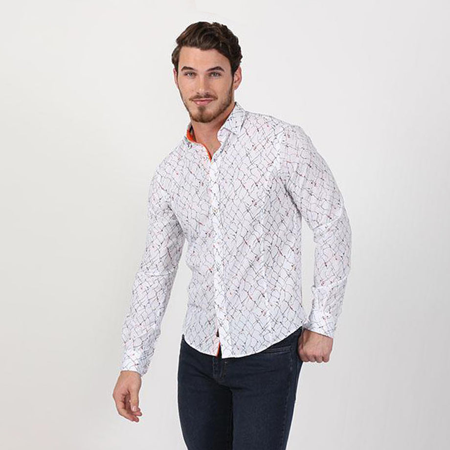 Eight-X | Designer Dress Shirts | Colorful Circles Pattern White Shirt White / 3XL