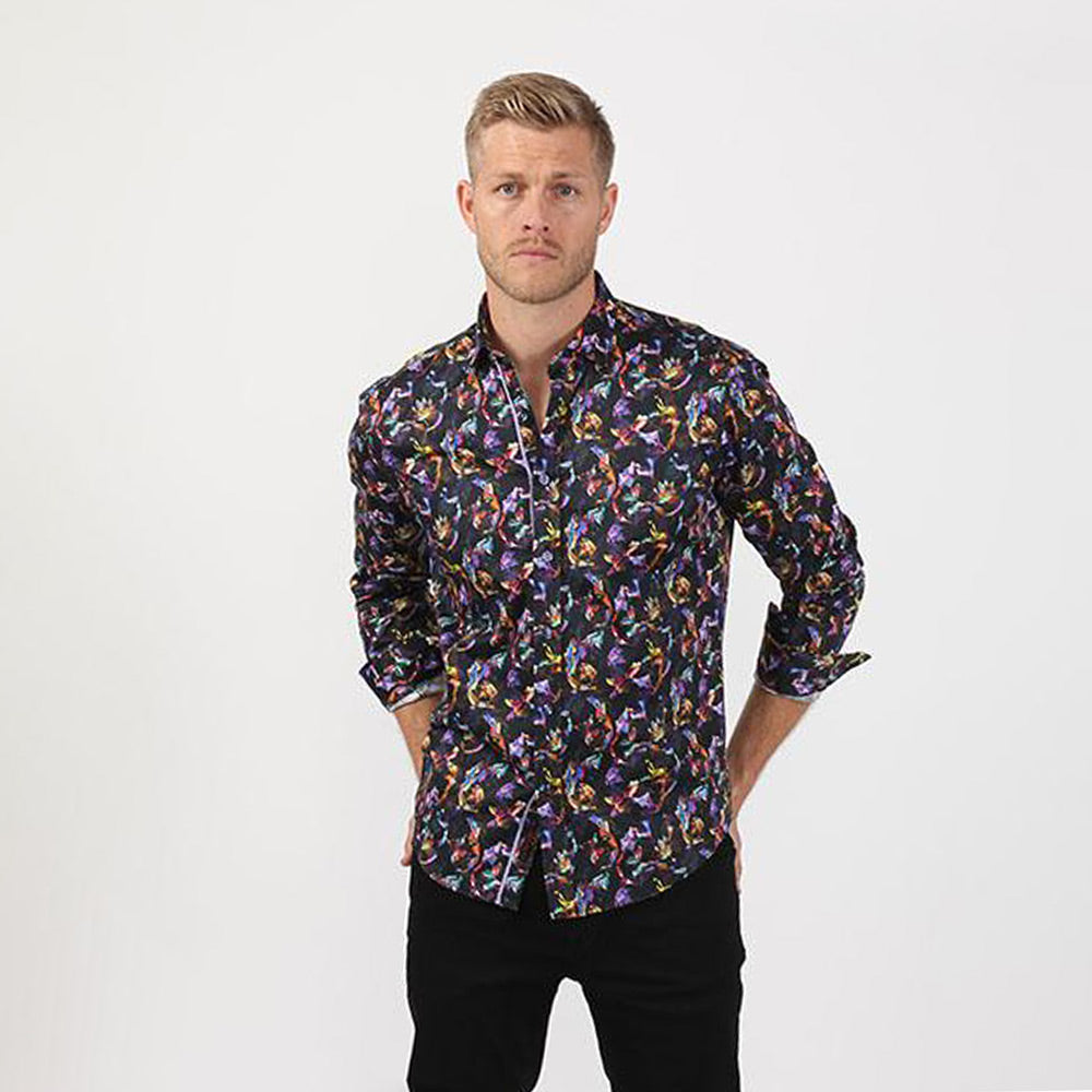 Multi Color Butterfly Button Down Shirt
