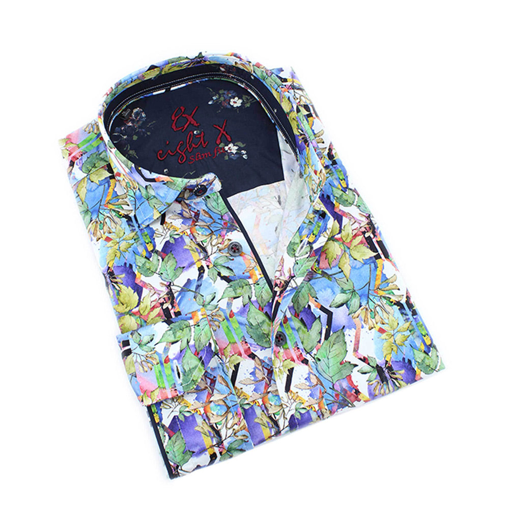 Eight-X | Designer Dress Shirts | Colorful Leaves Print Shirt