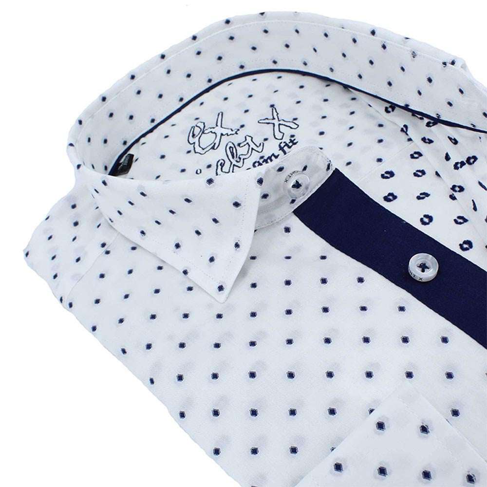 Plus Size Navy Blue Polka Dot Print Button Through Shirt