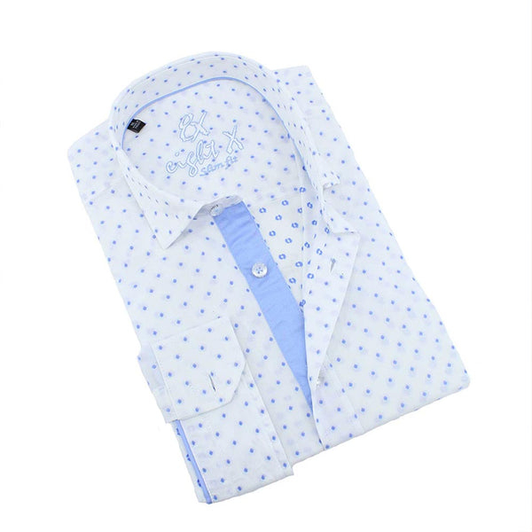 Eight-X | Designer Dress Shirts | Navy Dot Print Short Sleeve Shirt Navy / M