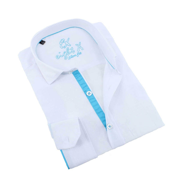 Eight-X | Designer Dress Shirts | White Flying Bird Shirt w/ Trim White / S