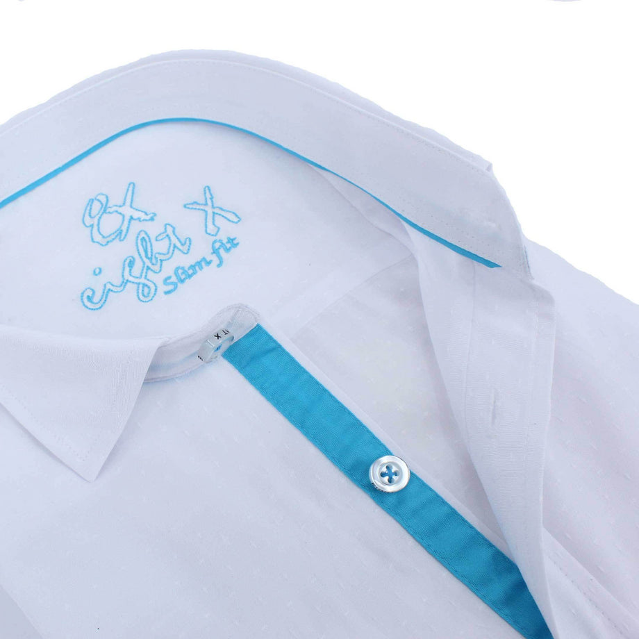 Eight-X | Designer Dress Shirts | White Flying Bird Shirt w/ Trim White / S
