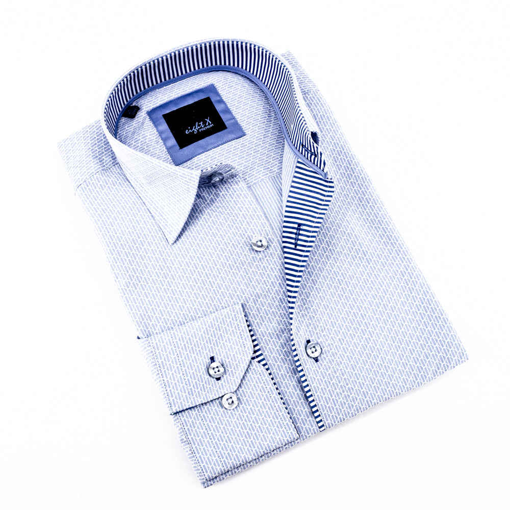 Jacquard Blue & Lilac Shirts W/Stripes Trim – Eight-X