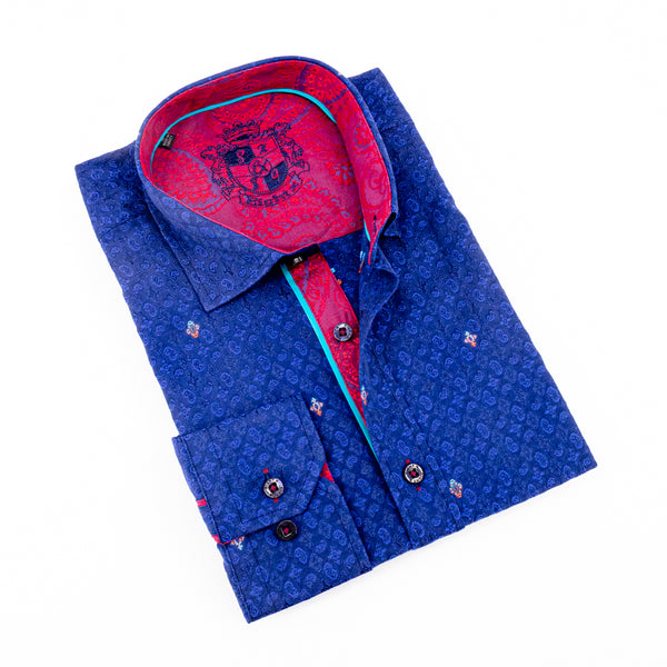 Paisley Jacquard Shirt With Red Trim