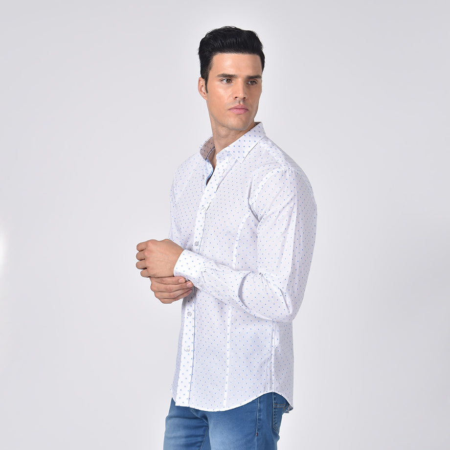 Eight-X Designer Dress Shirts Dot Print Short Sleeve Shirt