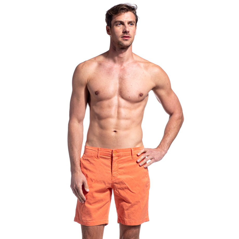 Orange Slim Fit Jacquard Shorts