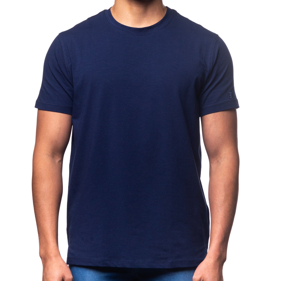 Ocho-X | Diseñador ropa | Camiseta básica de cuello redondo - Azul marino Eight-X