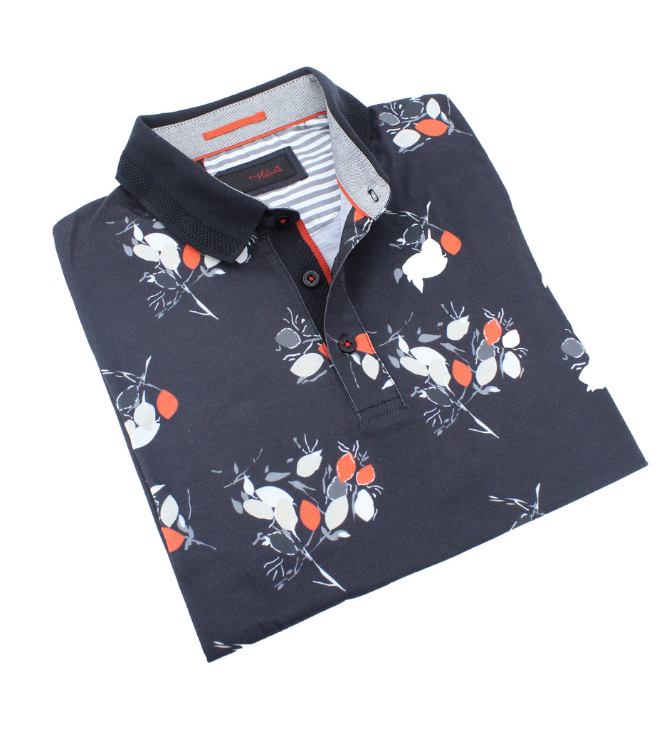 Modern Orange Leaf Polo Polos EightX   